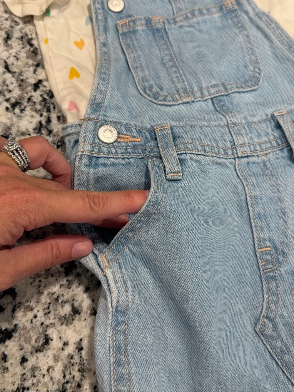 Old Navy Girl's Light Blue Denim Overall Skirt with Heart Print Tee Set, Size 2T